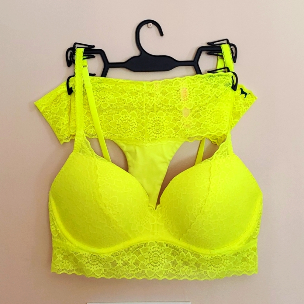 PINK  Victoria's Secret Lace Brallette and Thong Panty